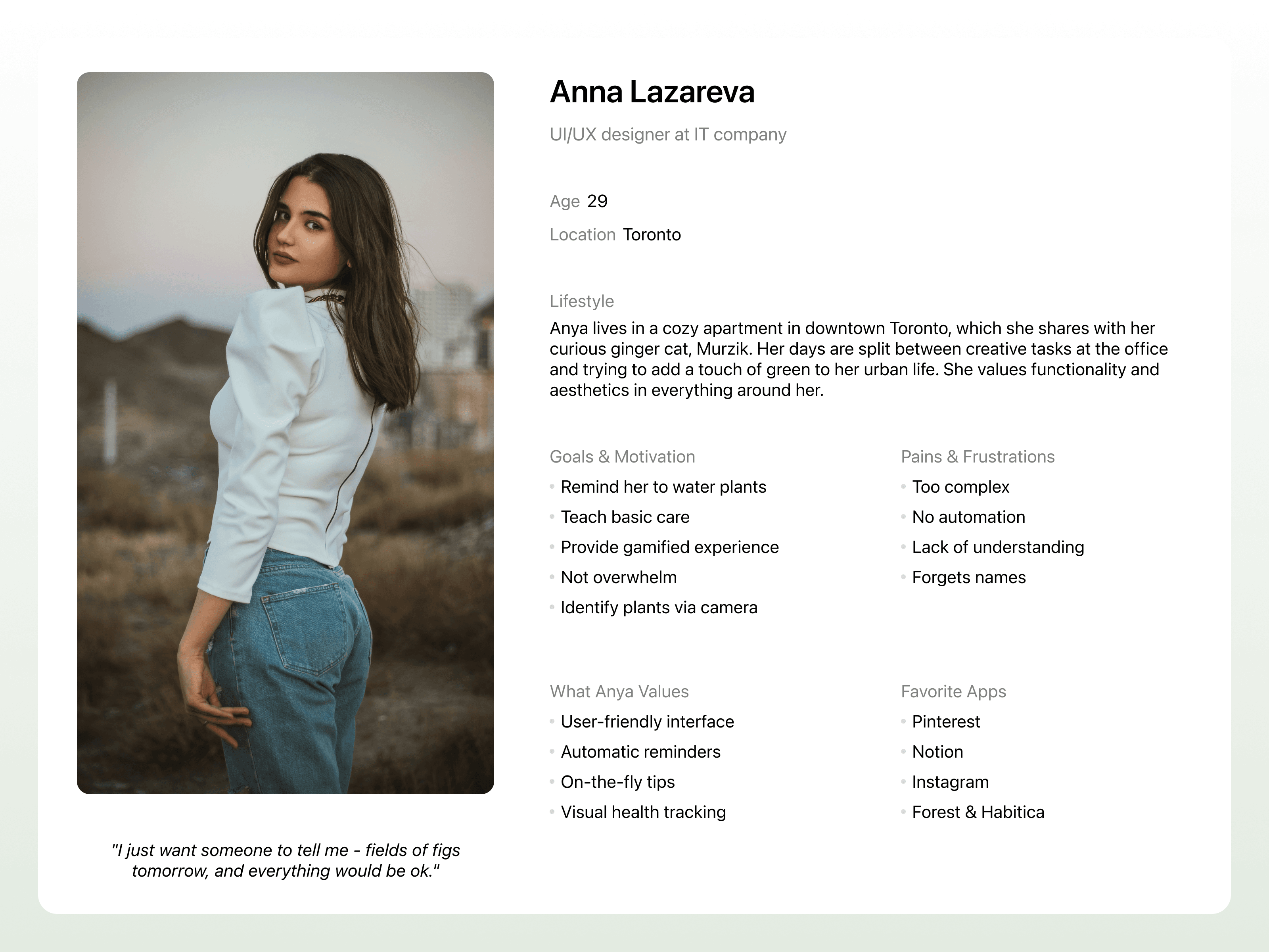 Persona — Anna Lazareva, urban plant owner in Toronto