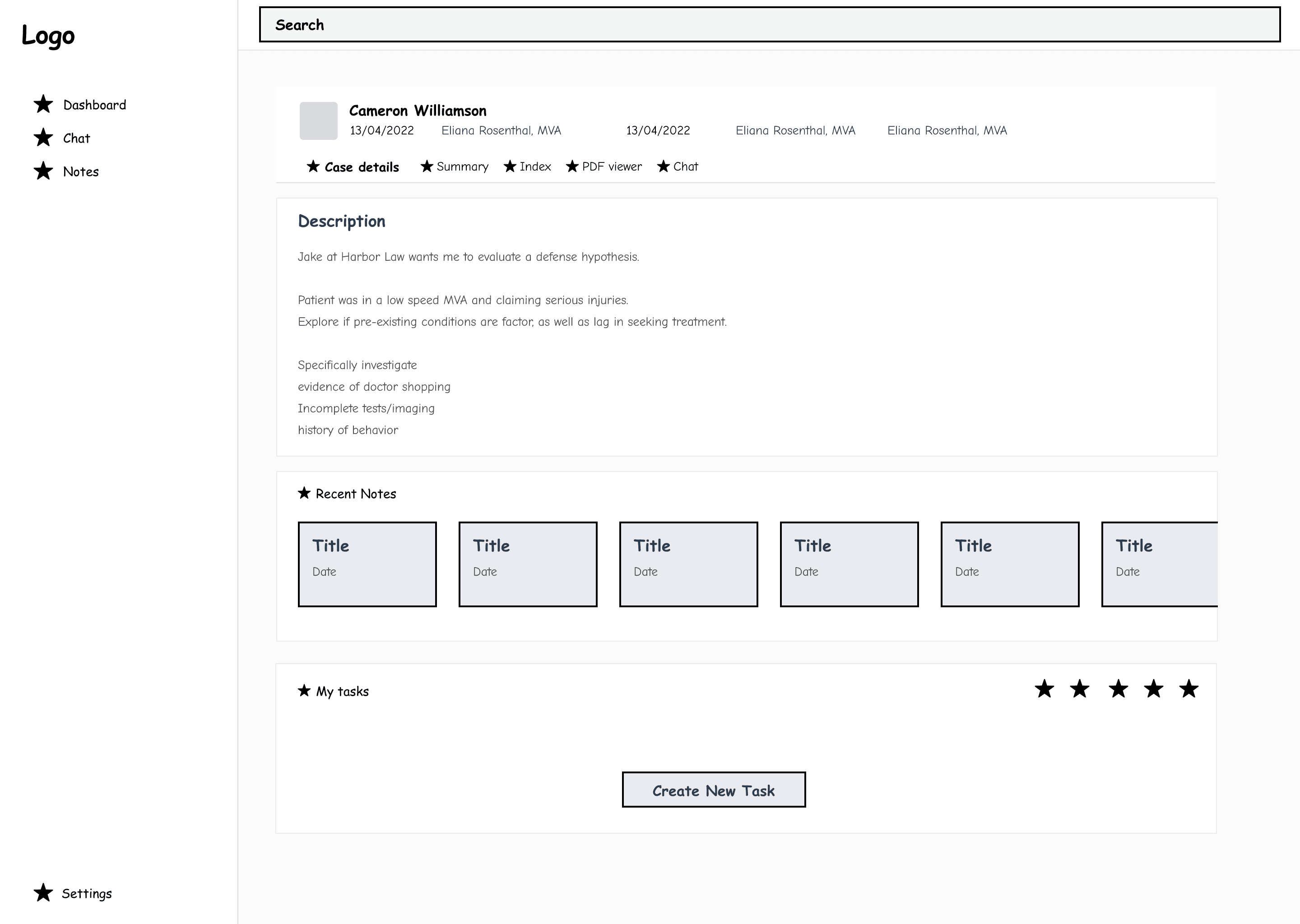 Wireframe — Case home