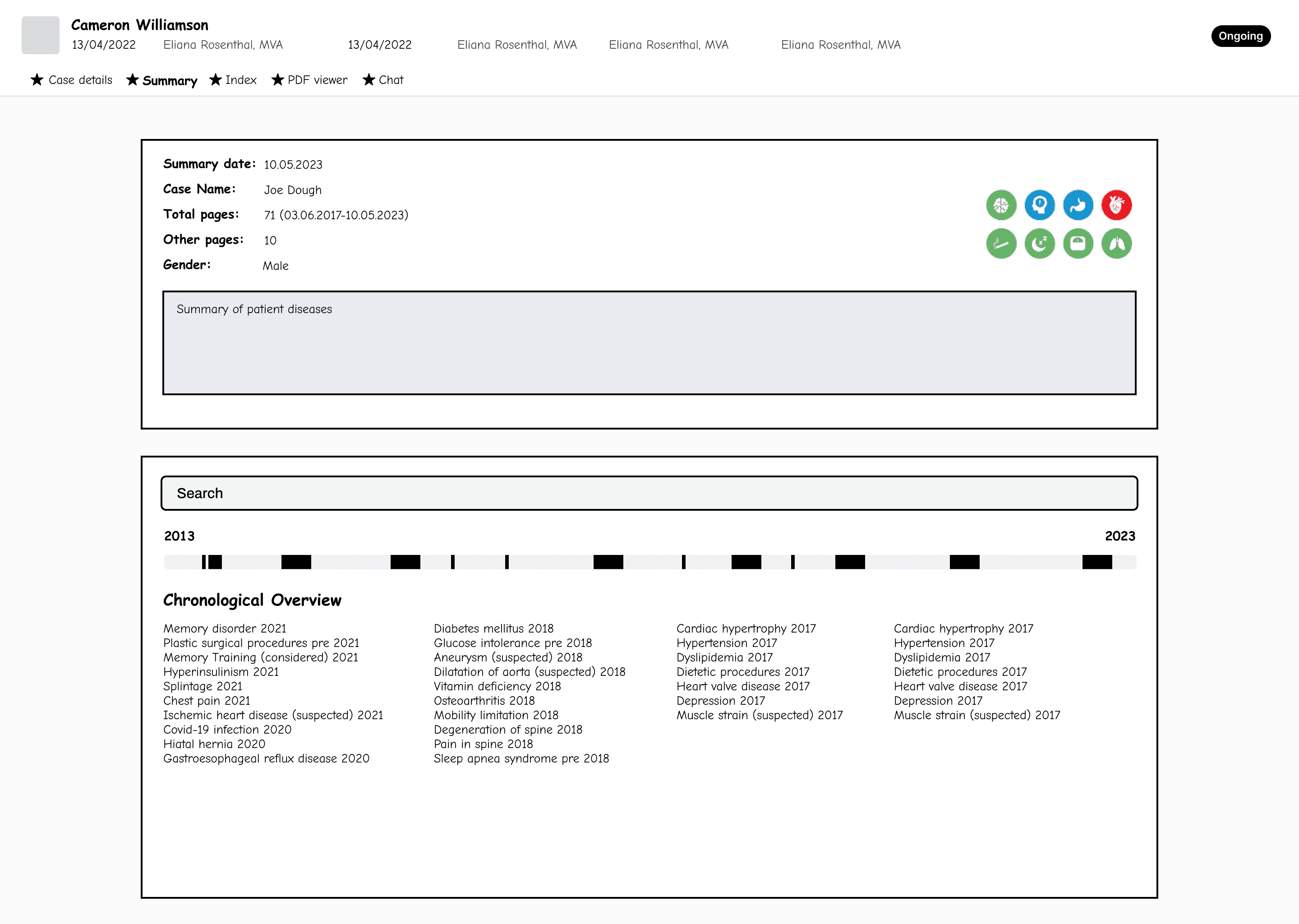 Wireframe — Case summary