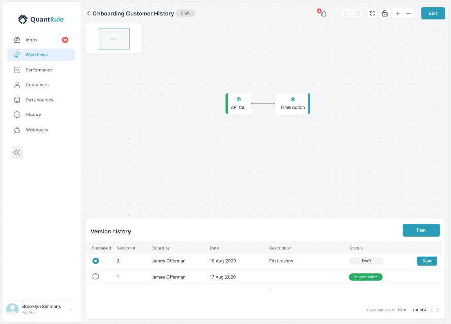 QuantRule — workflow builder in read mode